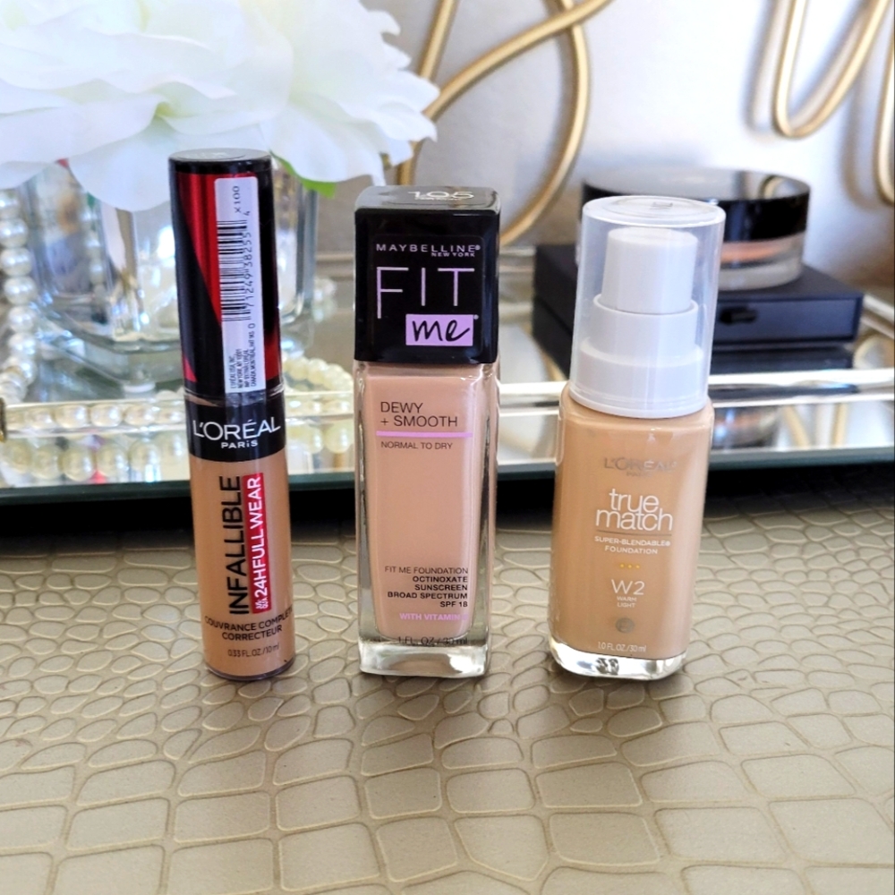 Bundle L'Orea True Match Infallible 24hr Fit Me Dewy Smooth Concealer Foundation